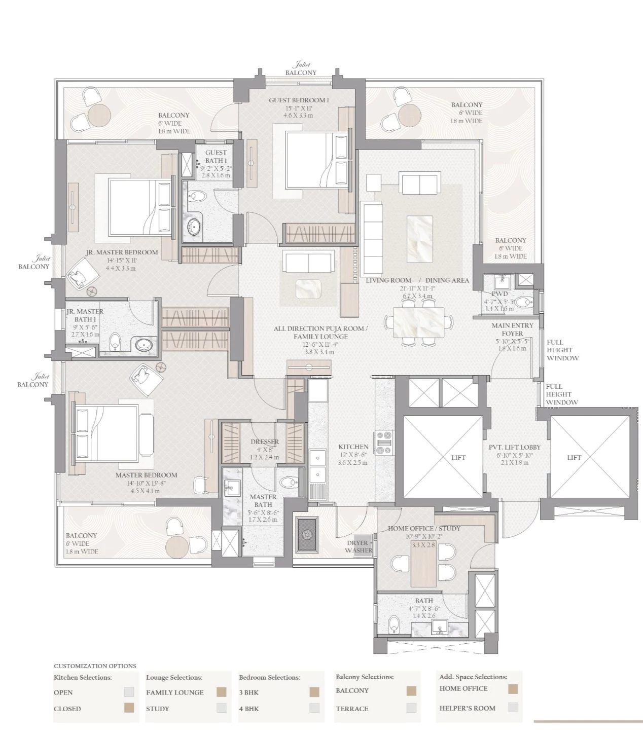 3/4 BHK