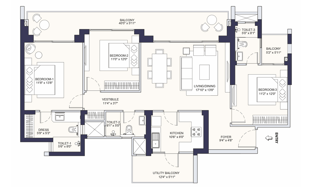 3/4 BHK