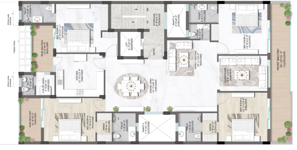3/4 BHK