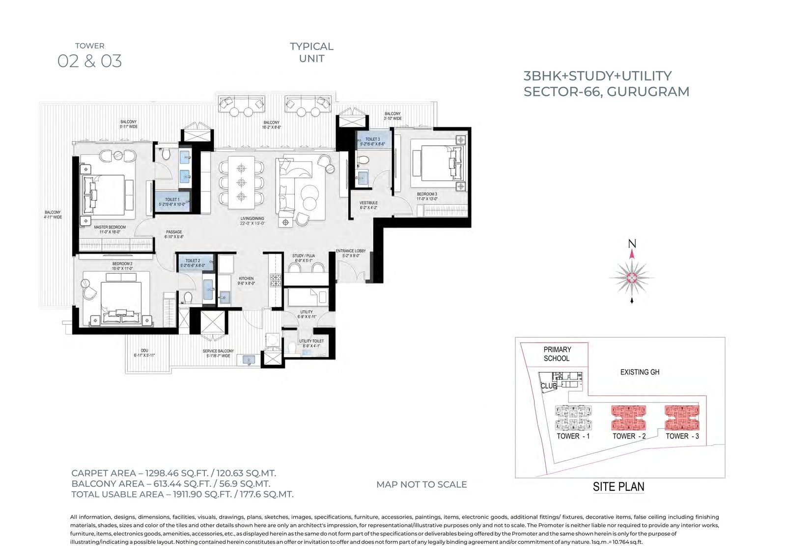 3BHK+ STUDY + UTILITY