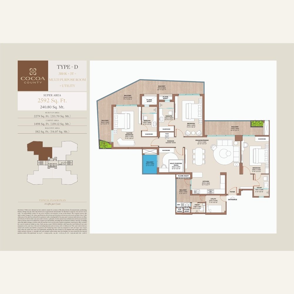 3 BHK + S