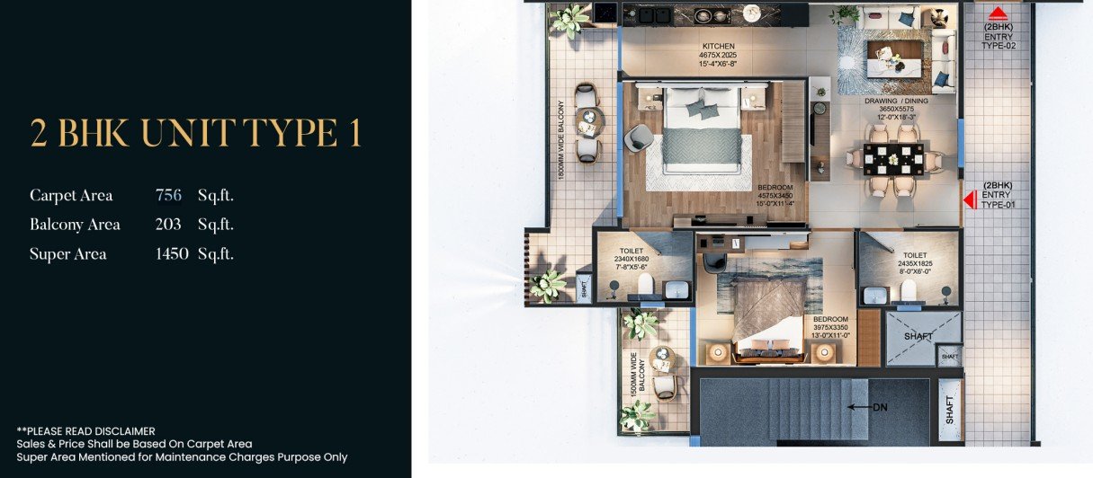 2 BHK Type 1