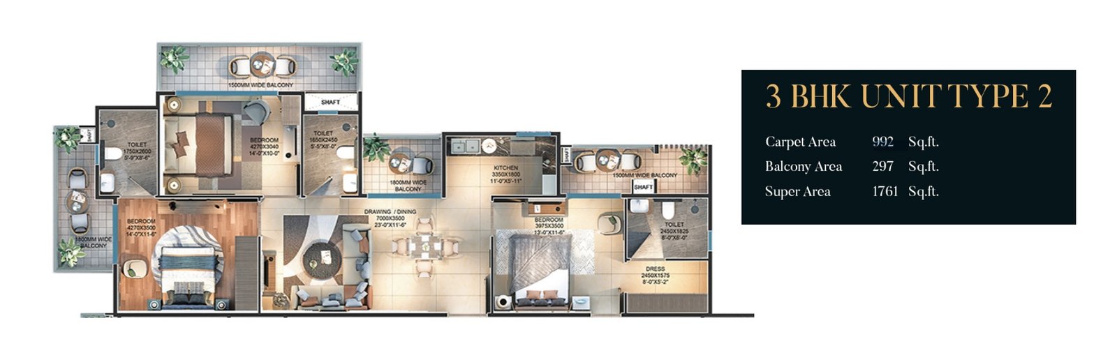 3 BHK Type 2